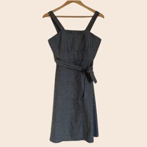 Stella Marina Collection Gray Tweed Herringbone Button Front Mini Dress